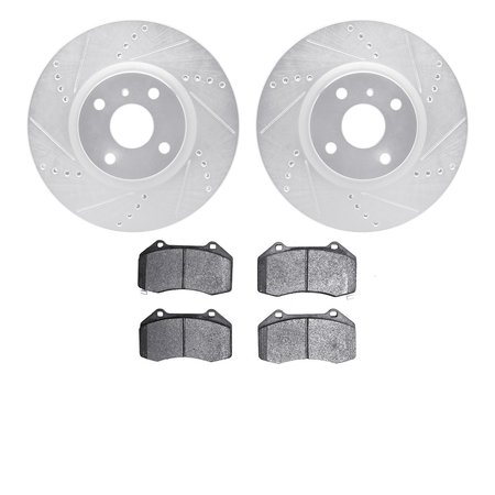 DYNAMIC FRICTION CO 7502-80331, Rotors-Drilled and Slotted-Silver with 5000 Advanced Brake Pads, Zinc Coated 7502-80331